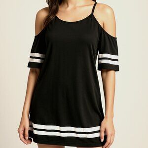 Women's Black Tunic With Open Shoulders In Sport-Chic Style